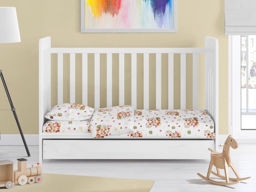 Σετ Σεντόνια Βαμβακερά Κούνιας 120x160εκ. Lion Cub 530 Beige Dimcol (Ύφασμα: Βαμβάκι 100%, Τύπος κατωσέντονου: Χωρίς Λάστιχο, Χρώμα: Μπεζ) - DimCol - 31112221022